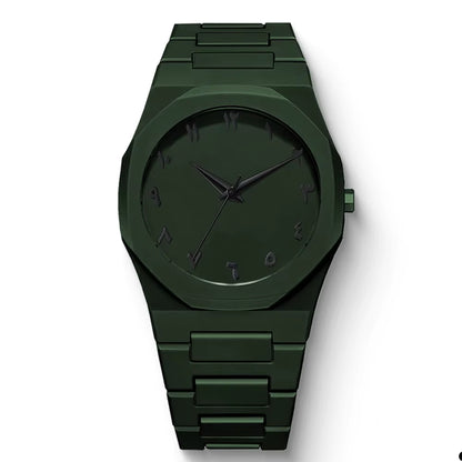 New Fashionable Men'S Watch Simple Black Male Quartz Watches Arabic Digital Casual Drip Oil Strap