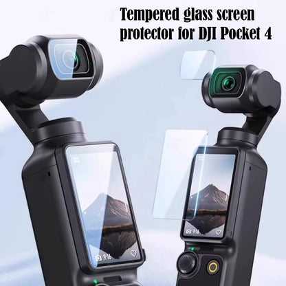 For  Osmo Pocket 4 Camera, Tempered Glass Screen Protector + Lens Protector, HD Clear Anti-Fingerprints Film, Accessories