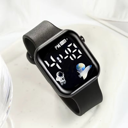 Four Piece Men'S Accessory Gift Box Set - Low Voltage Running Digital Electronic Watch with Vintage Necklace, Bracelet, Ring, Ea