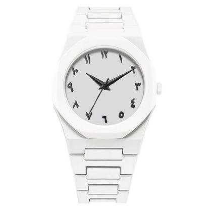 New Fashionable Men'S Watch Simple Black Male Quartz Watches Arabic Digital Casual Drip Oil Strap
