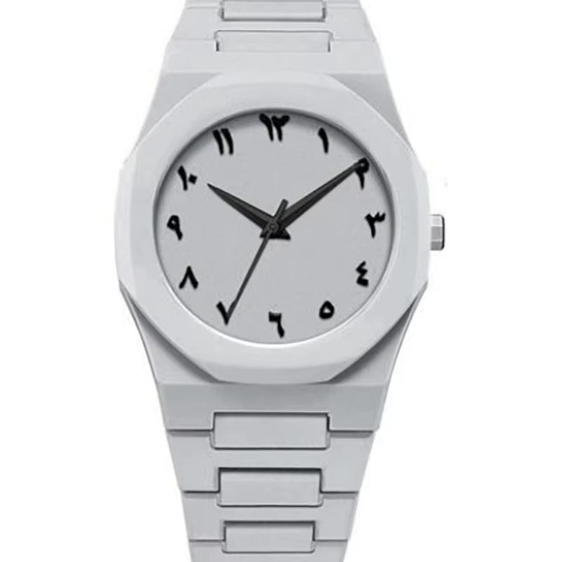 New Fashionable Men'S Watch Simple Black Male Quartz Watches Arabic Digital Casual Drip Oil Strap