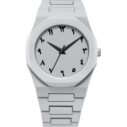 New Fashionable Men'S Watch Simple Black Male Quartz Watches Arabic Digital Casual Drip Oil Strap