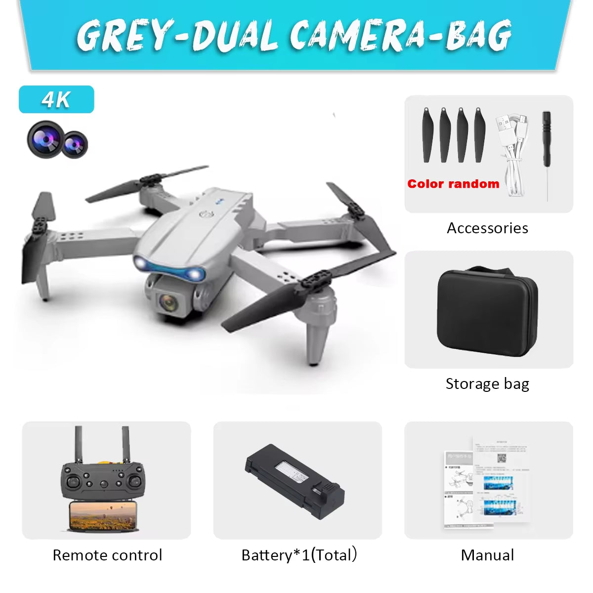 E99Pro HD Professional 4K Aerial Photography Drone Dual Camera WIFI FPV Quadcopter Obstacle Avoidance 40Cm Blue Landing Pad Sold